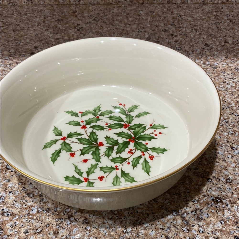 Lenox Festive Holly Design Serving bowl or large candy dish